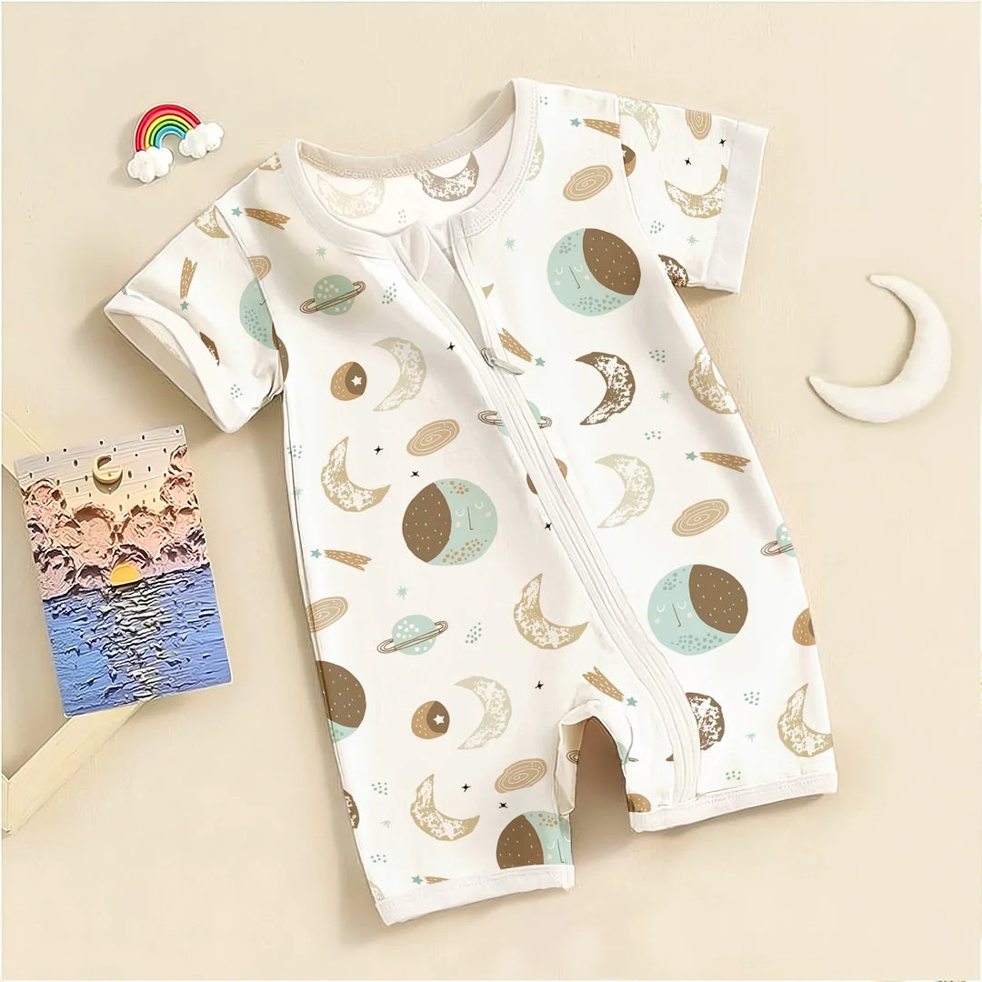 Bamboo Luna Neutral Crescent Shorty Zippy , Bamboo Luna Neutral Crescent Shorty Zippy - 0-3M