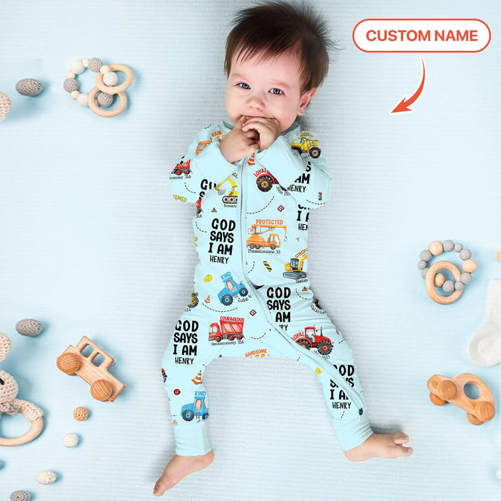Custom Name God Says I Am Boy Convertible Zippy , Custom Name God Says I Am Boy Convertible Zippy - 0-3M