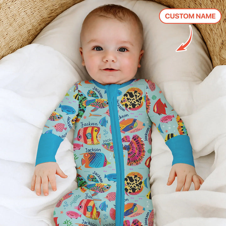 Custom Name Fish Dream Convertible Zippy , Custom Name Fish Dream Convertible Zippy - 0-3M