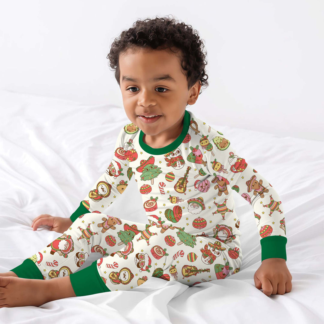 La Fiesta de Navidad Two Piece Long Sleeve Pajama Set