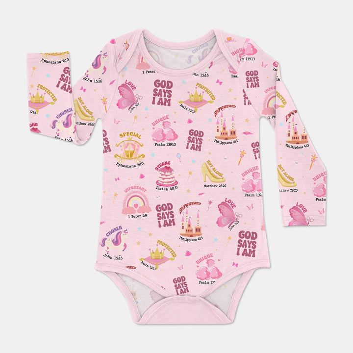 God Says I Am Girl BodySuit , God Says I Am Girl BodySuit - Pink / Long Sleeve / Newborn