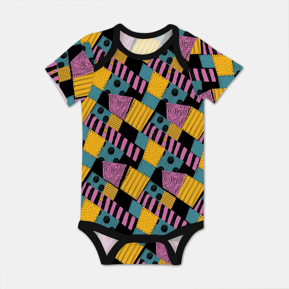 Halloween Patchwork Cartoon Bodysuit , Halloween Patchwork Cartoon Bodysuit - Newborn / Short Sleeve