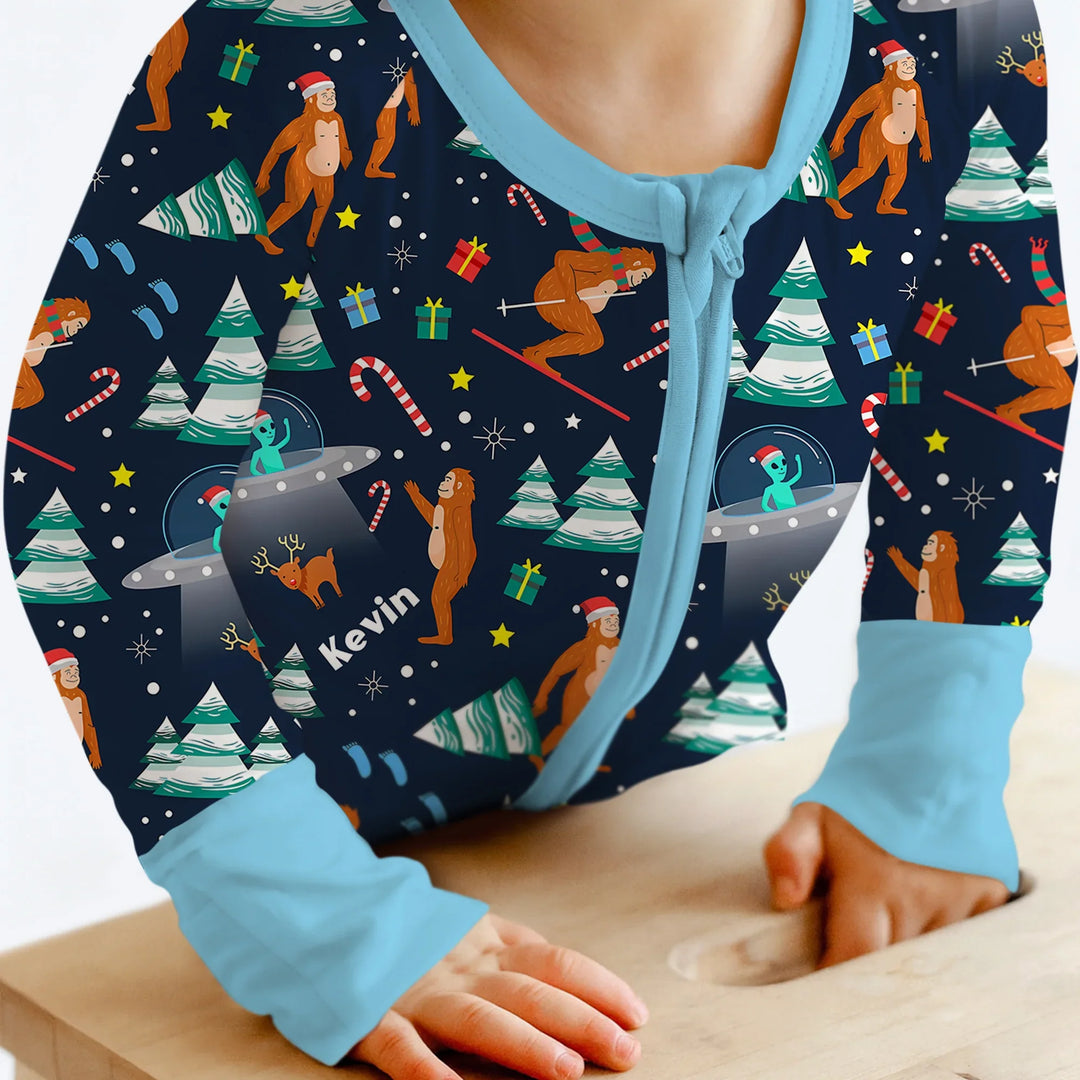 Christmas Bigfoot Custom Name Boy Convertible Zippy , Christmas Bigfoot Custom Name Boy Convertible Zippy - 0-3M