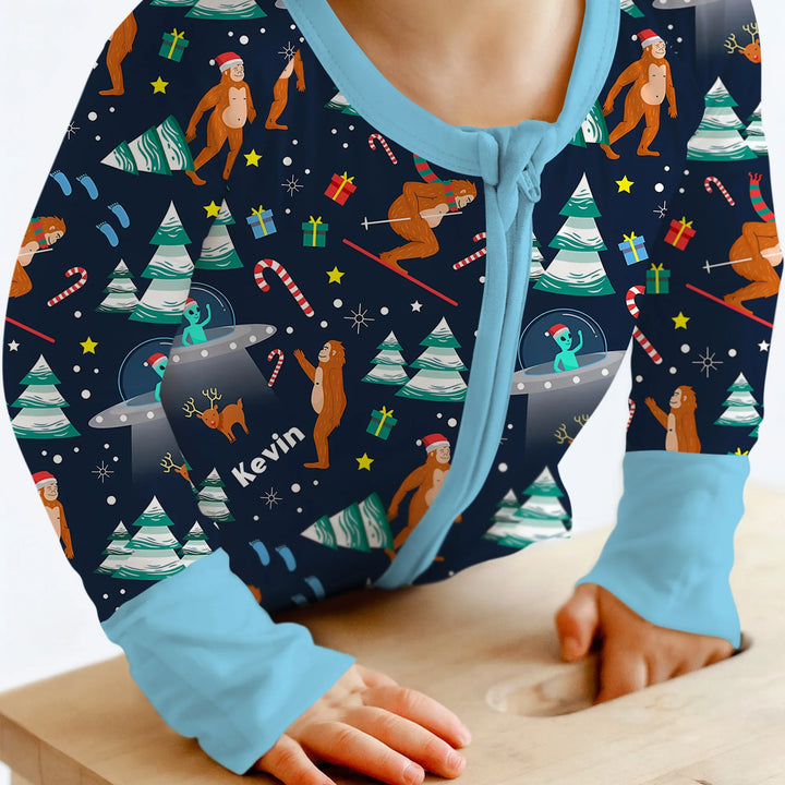 Christmas Bigfoot Custom Name Boy Convertible Zippy , Christmas Bigfoot Custom Name Boy Convertible Zippy - 0-3M