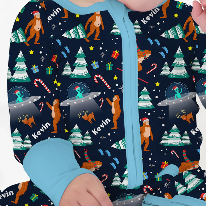 Christmas Bigfoot Custom Name Boy Convertible Zippy , Christmas Bigfoot Custom Name Boy Convertible Zippy - 0-3M