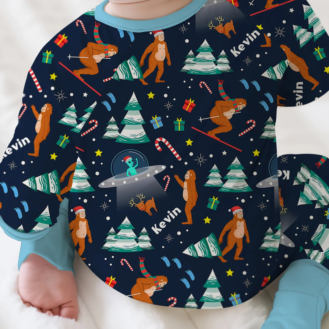 Christmas Bigfoot Custom Name Boy Convertible Zippy , Christmas Bigfoot Custom Name Boy Convertible Zippy - 0-3M