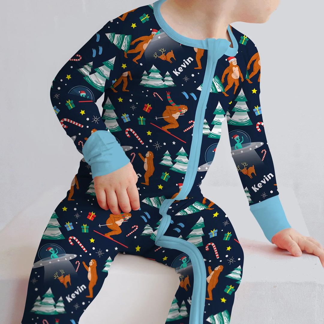 Christmas Bigfoot Custom Name Boy Convertible Zippy , Christmas Bigfoot Custom Name Boy Convertible Zippy - 0-3M