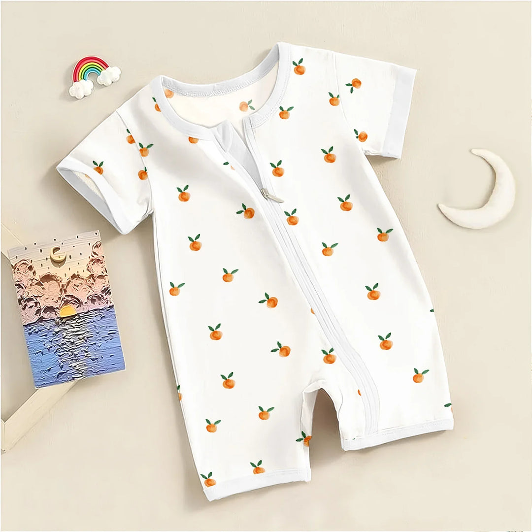 Bamboo Orange Fruit Shorty Zippy , Bamboo Orange Fruit Shorty Zippy - 0-3M