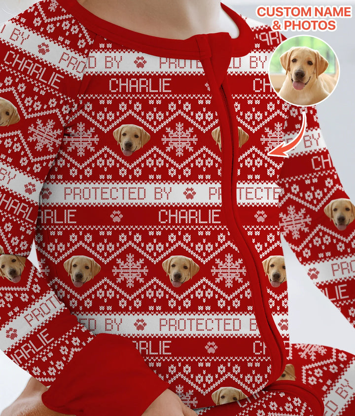 Custom Dog Photo Fair Isle Christmas Convertible Zippy , Custom Dog Photo Fair Isle Christmas Convertible Zippy - 0-3M
