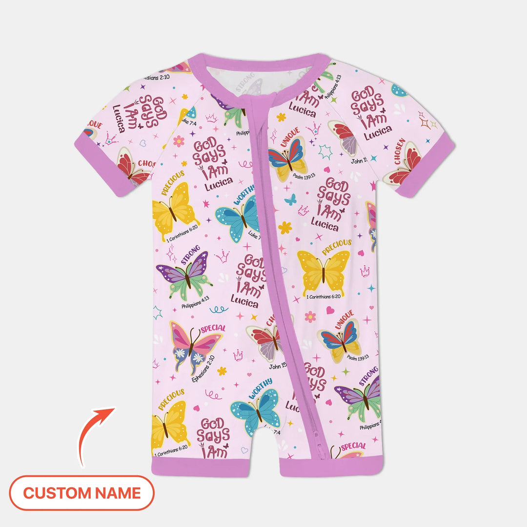 God Says I Am Custom Name Girl Shorty Zippy , God Says I Am Custom Name Girl Shorty Zippy - 0-3M