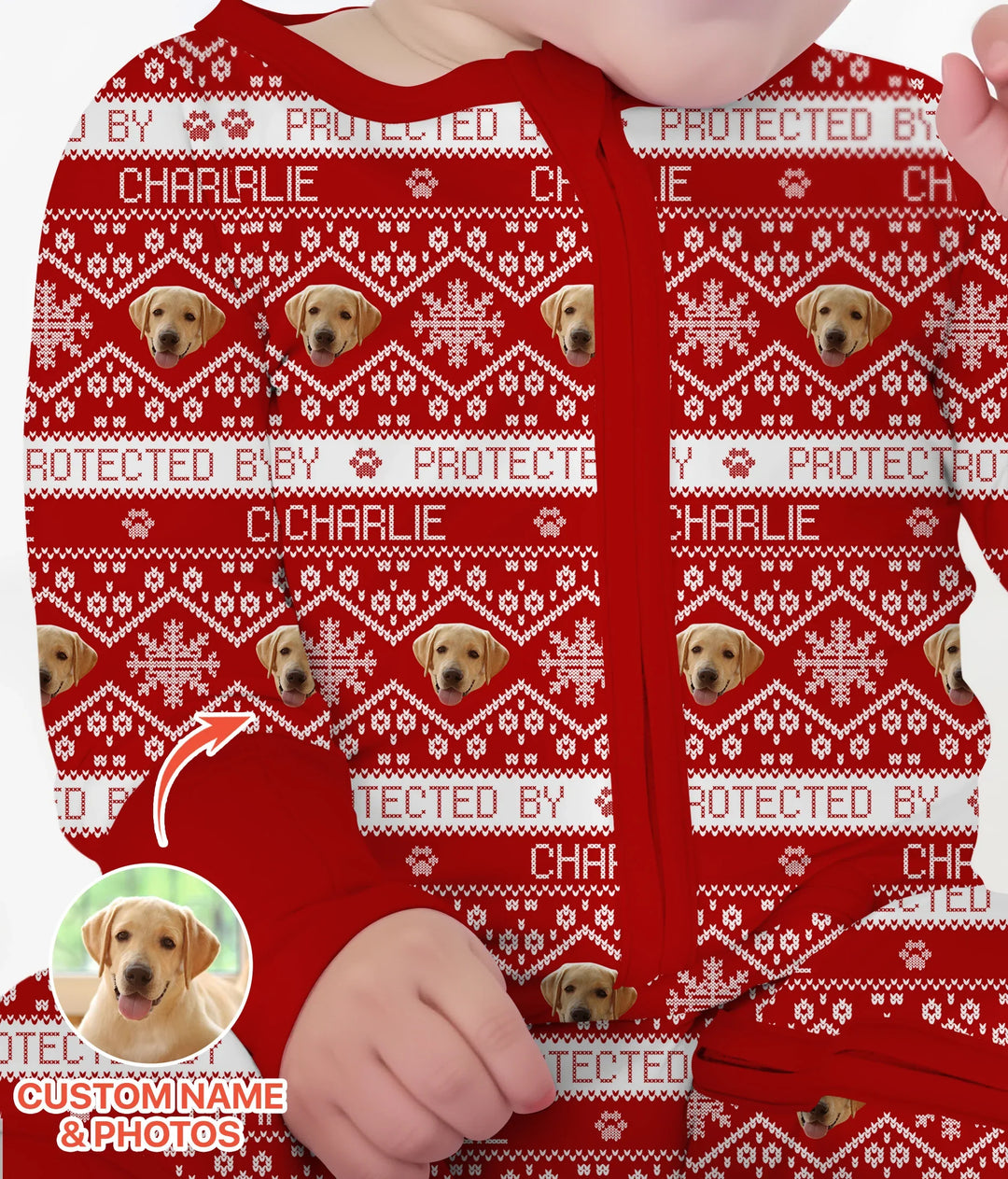 Custom Dog Photo Fair Isle Christmas Convertible Zippy , Custom Dog Photo Fair Isle Christmas Convertible Zippy - 0-3M
