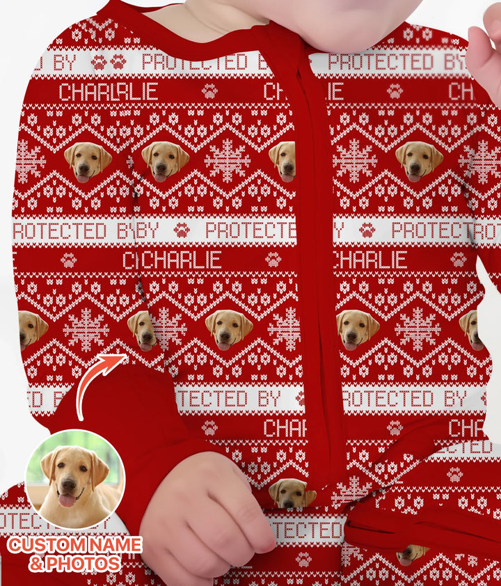 Custom Dog Photo Fair Isle Christmas Convertible Zippy , Custom Dog Photo Fair Isle Christmas Convertible Zippy - 0-3M