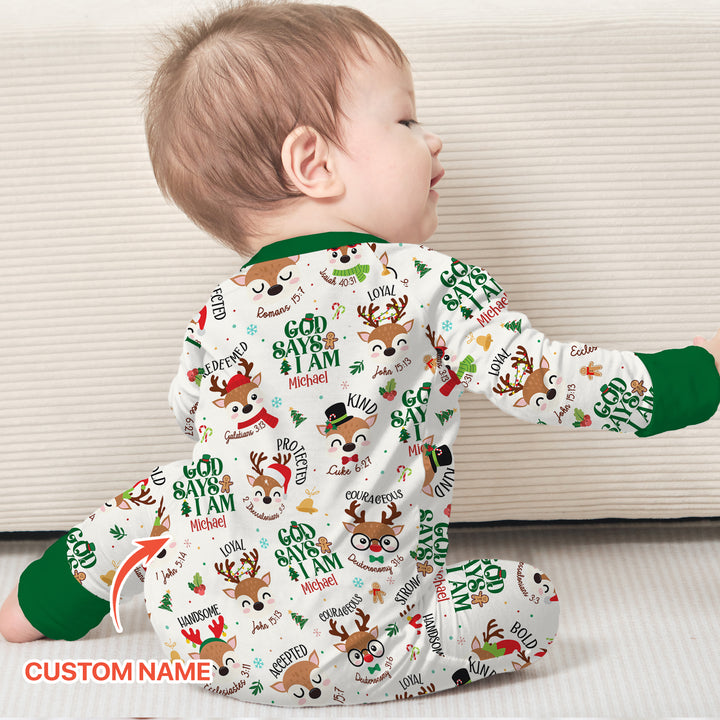 Santa’s Reindeer God Says I Am Custom Name Convertible Zippy