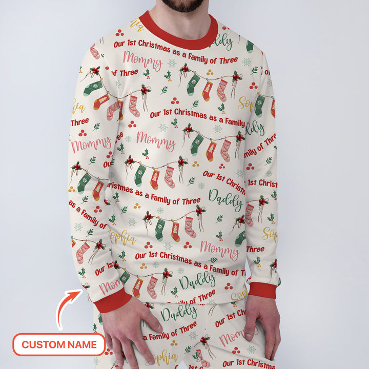 Custom Name Family Christmas Stockings Men's Pajama Set