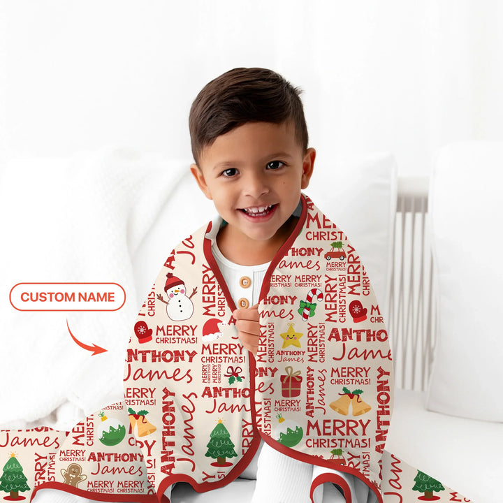 Custom Name Merry Christmas Toddler Blanket , Custom Name Merry Christmas Toddler Blanket - Default Title