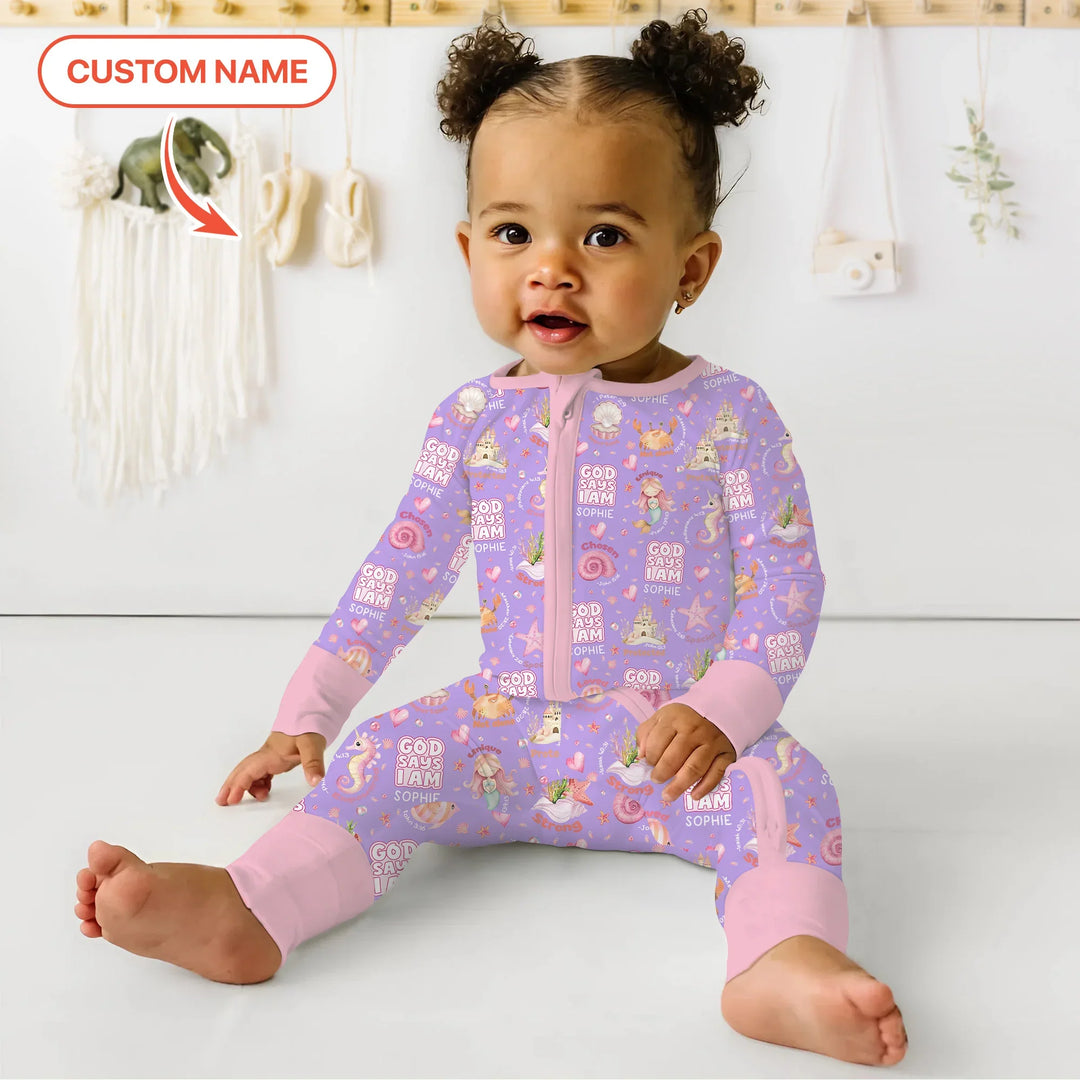 Mermaid God Says I Am Custom Name Convertible Zippy , Mermaid God Says I Am Custom Name Convertible Zippy - 0-3M