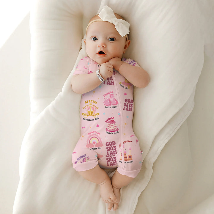 God Says I Am Girl Shorty Zippy , God Says I Am Girl Shorty Zippy - 0-3M / White