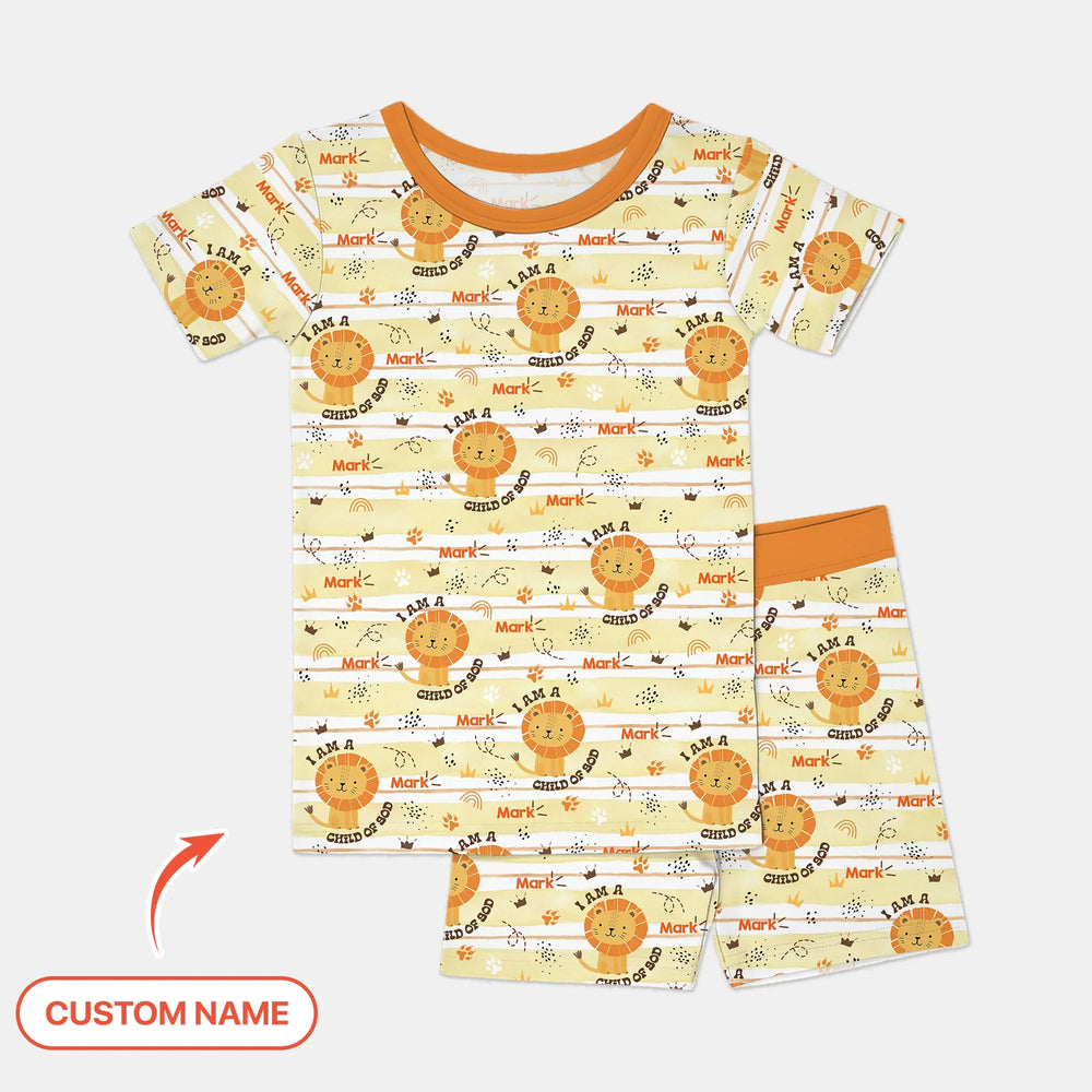 I Am A Child Of God Custom Name Boy Two Piece Short Sleeve Shorts Pajama Set , I Am A Child Of God Custom Name Boy Two Piece Short Sleeve Shorts Pajama Set - 12-18M