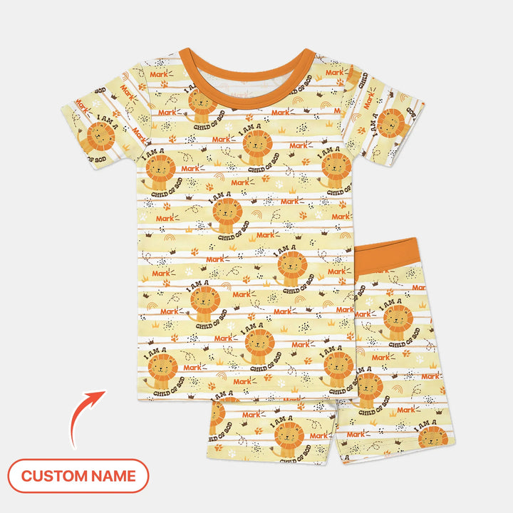 I Am A Child Of God Custom Name Boy Two Piece Short Sleeve Shorts Pajama Set , I Am A Child Of God Custom Name Boy Two Piece Short Sleeve Shorts Pajama Set - 12-18M