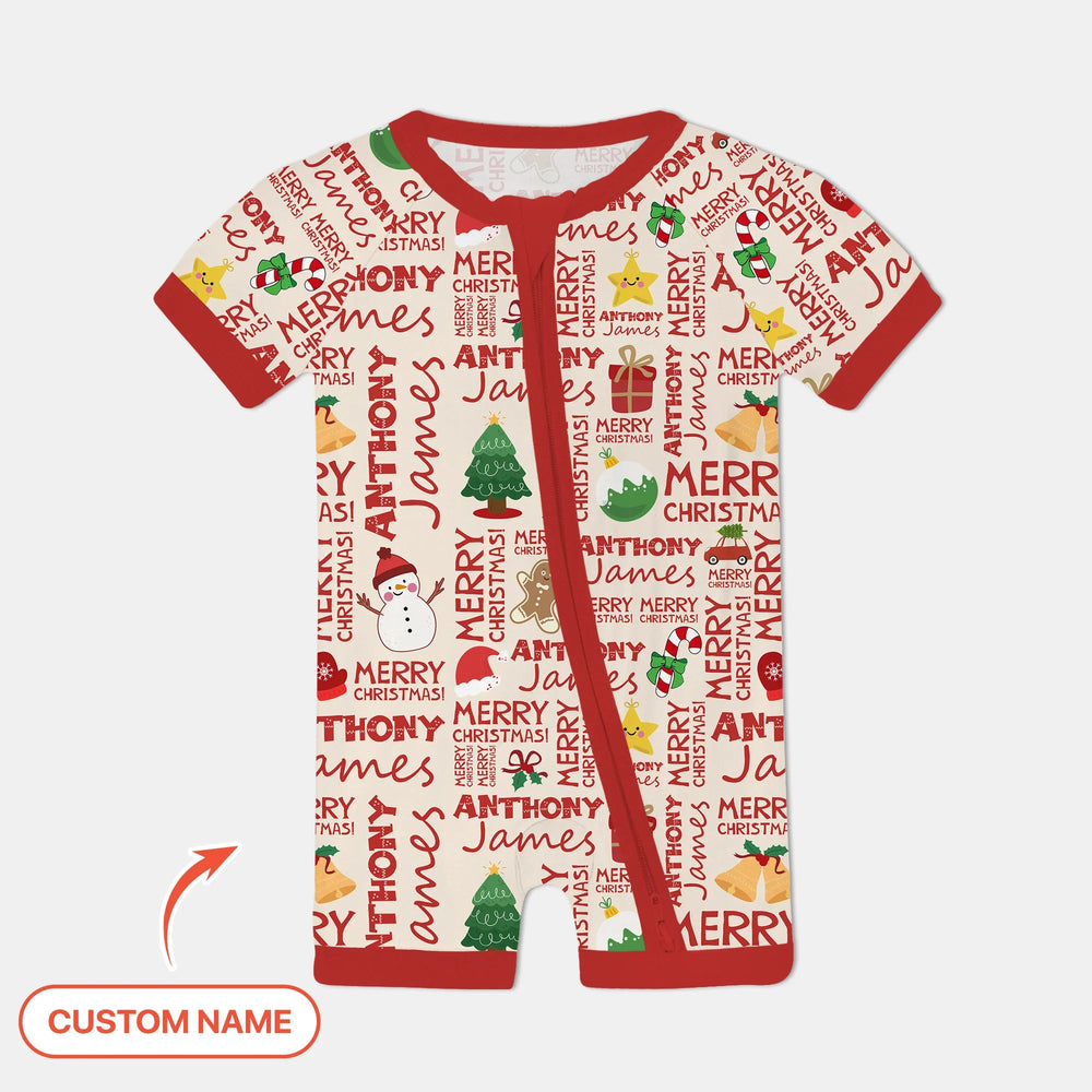 Custom Name Merry Christmas Shorty Zippy , Custom Name Merry Christmas Shorty Zippy - 0-3M