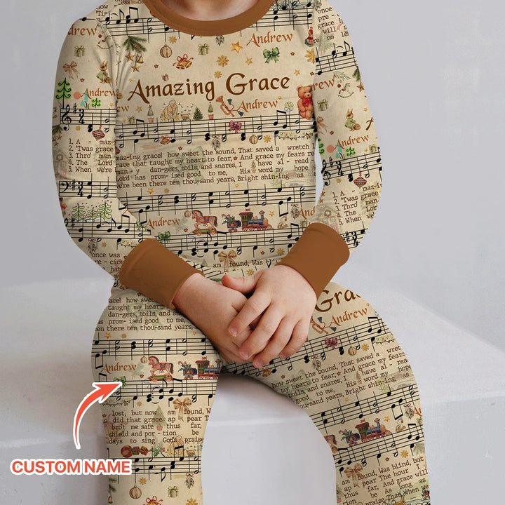 Amazing Grace Custom Name Two Piece Long Sleeve Pajama Set