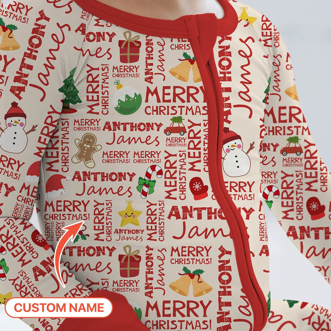 Custom Name Merry Christmas Convertible Zippy , Custom Name Merry Christmas Convertible Zippy - 0-3M