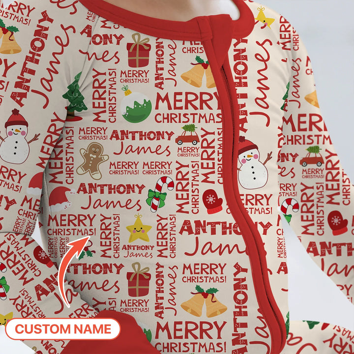 Custom Name Merry Christmas Convertible Zippy , Custom Name Merry Christmas Convertible Zippy - 0-3M