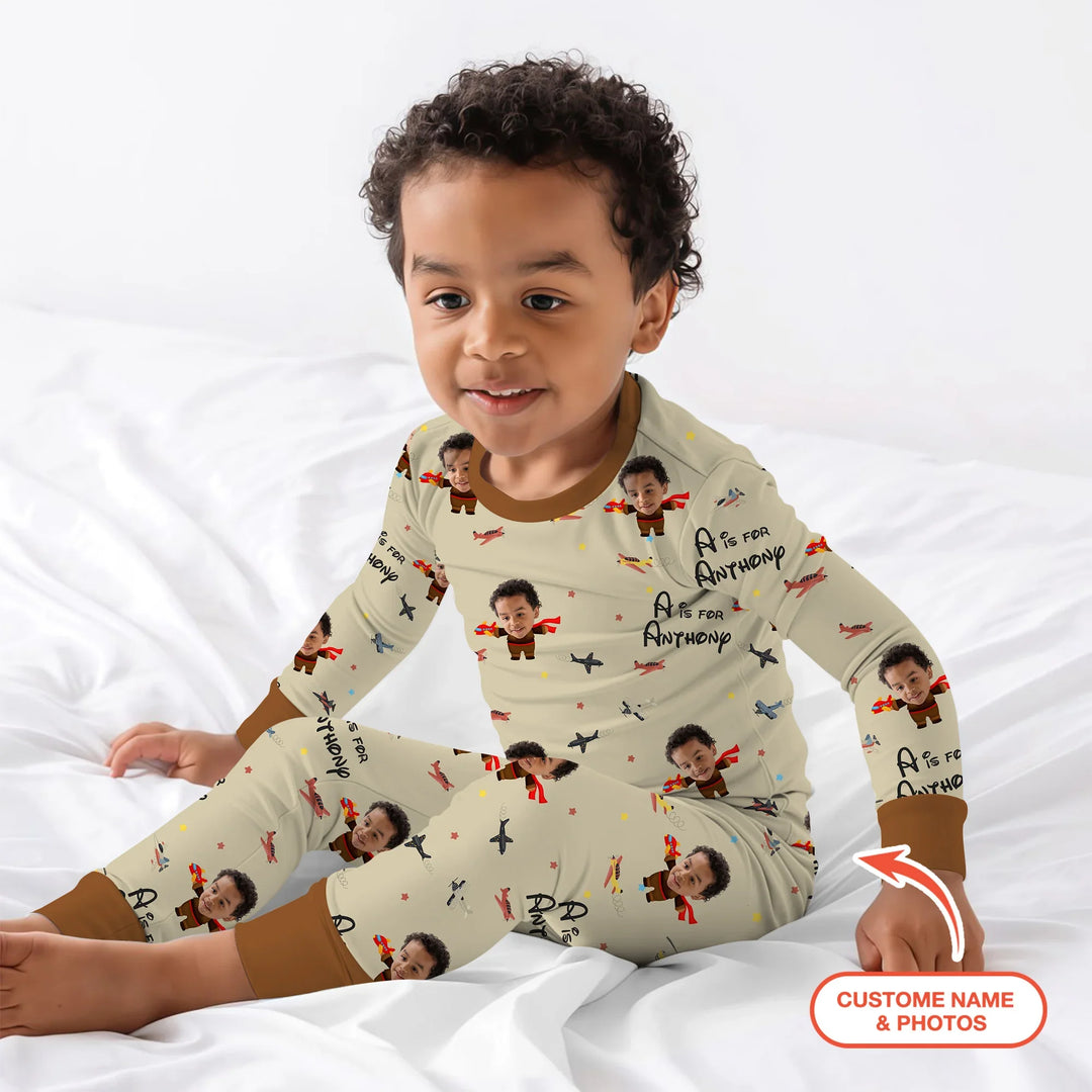 Zweiteiliges Langarm-Pyjama-Set mit Sommerfrüchten