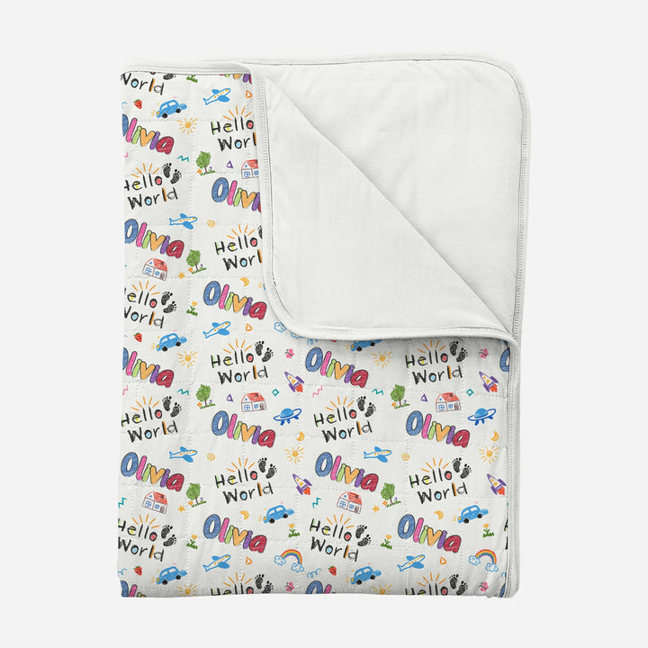 Custom Name "Hello World" - Toddler Blanket , Custom Name "Hello World" - Toddler Blanket - Default Title