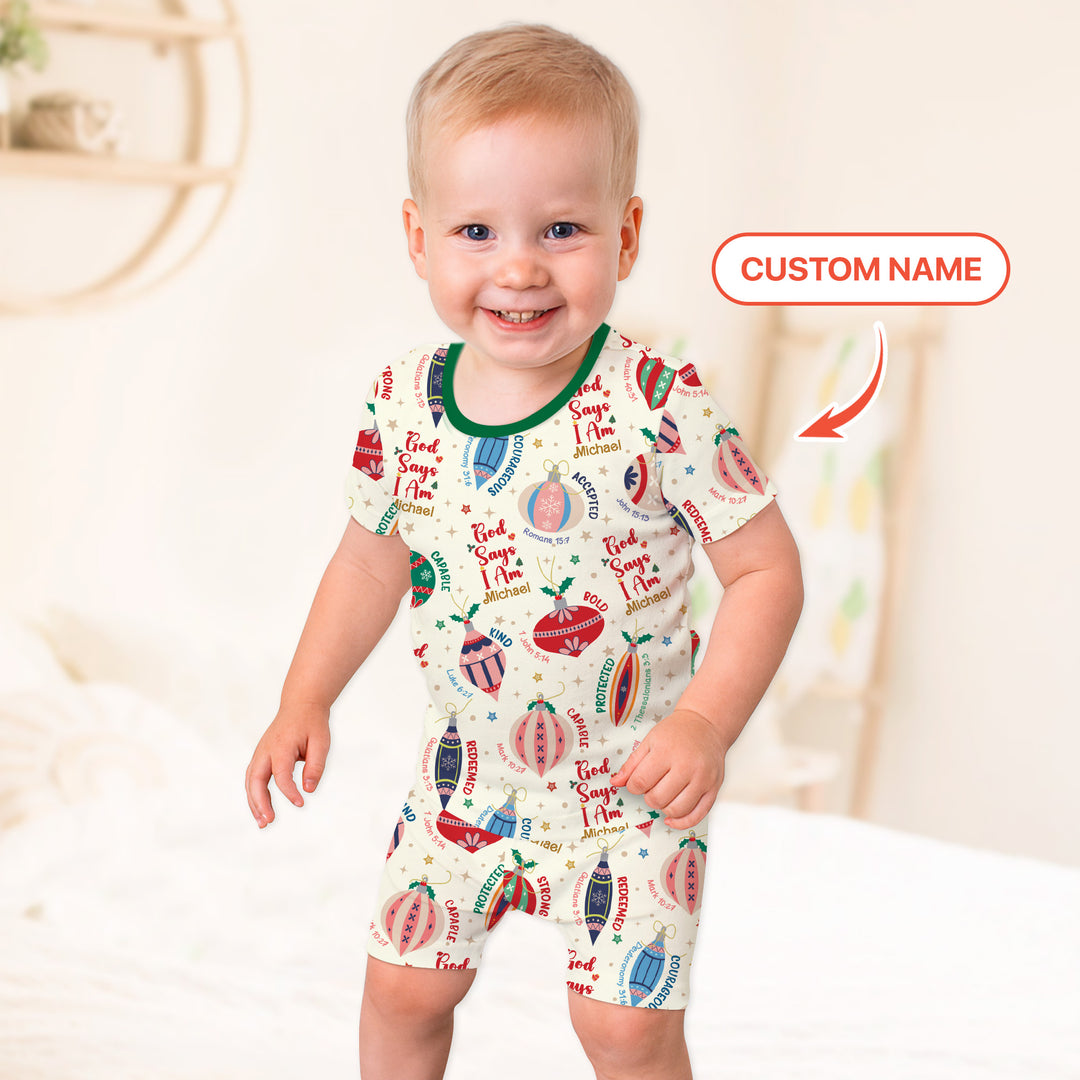 God Says I Am Joyful Christmas Two Piece Short Sleeve Shorts Pajama Set