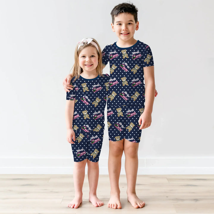 Huntrix Choo Choo Two Piece Short Sleeve Shorts Pajama Set , Huntrix Choo Choo Two Piece Short Sleeve Shorts Pajama Set - 12-18M