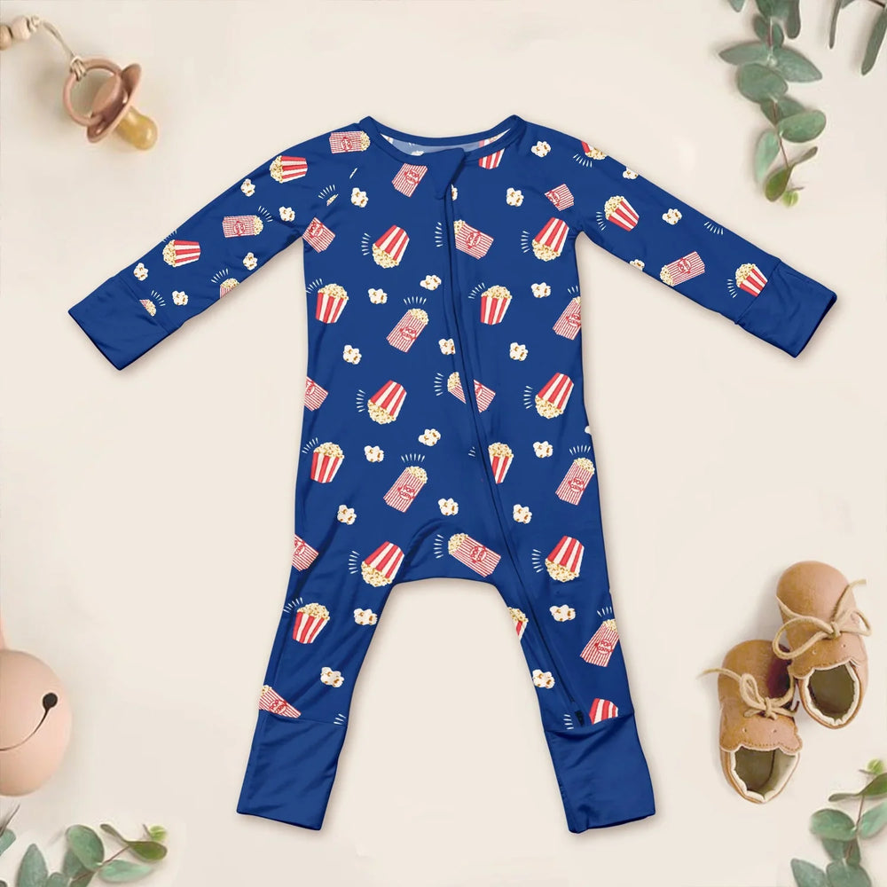 Popcorn Convertible Zippered Romper , Popcorn Convertible Zippered Romper - Newborn