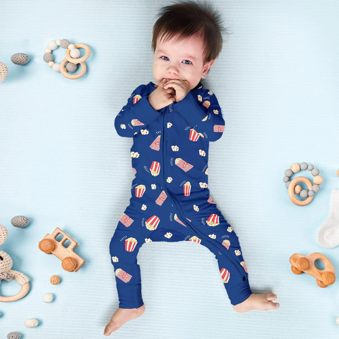 Popcorn Convertible Zippered Romper , Popcorn Convertible Zippered Romper - Newborn