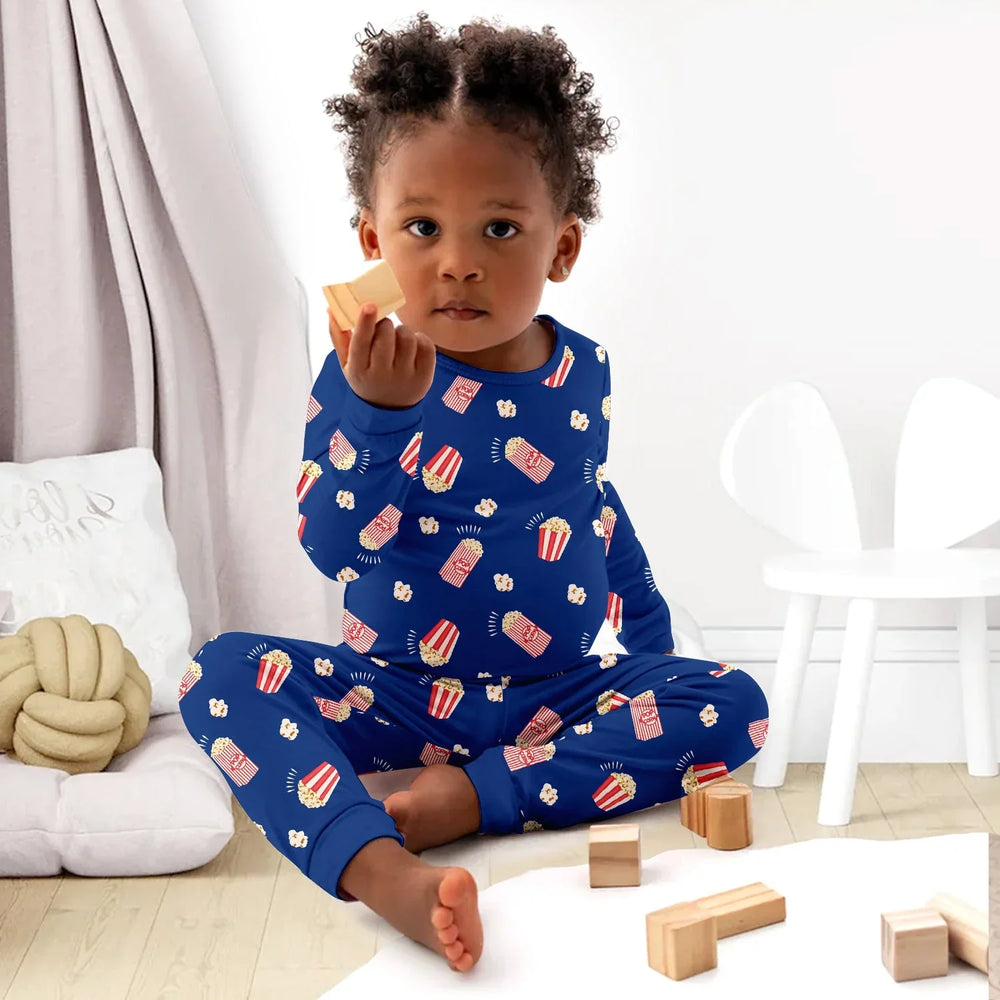 Popcorn Two Piece Long Sleeve Pajama Set , Popcorn Two Piece Long Sleeve Pajama Set - 12-18M
