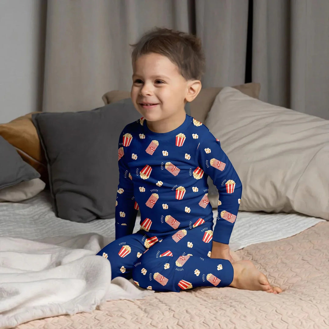 Popcorn Two Piece Long Sleeve Pajama Set , Popcorn Two Piece Long Sleeve Pajama Set - 12-18M