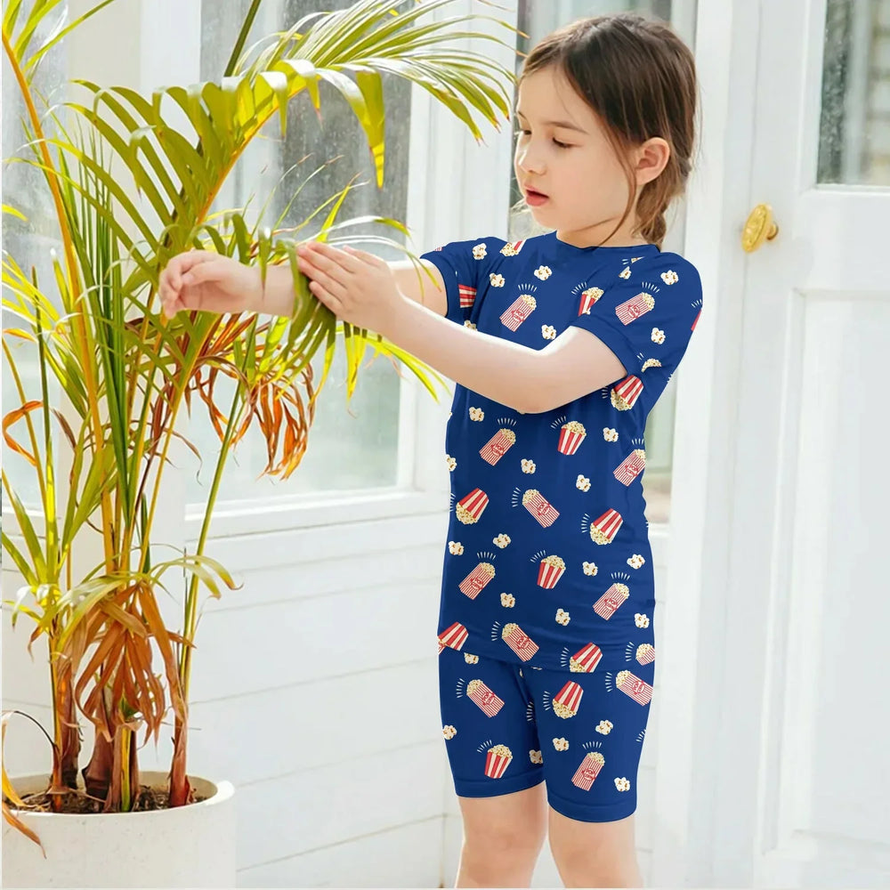 Popcorn Two Piece Short Sleeve Shorts Pajama Set , Popcorn Two Piece Short Sleeve Shorts Pajama Set - 12-18M