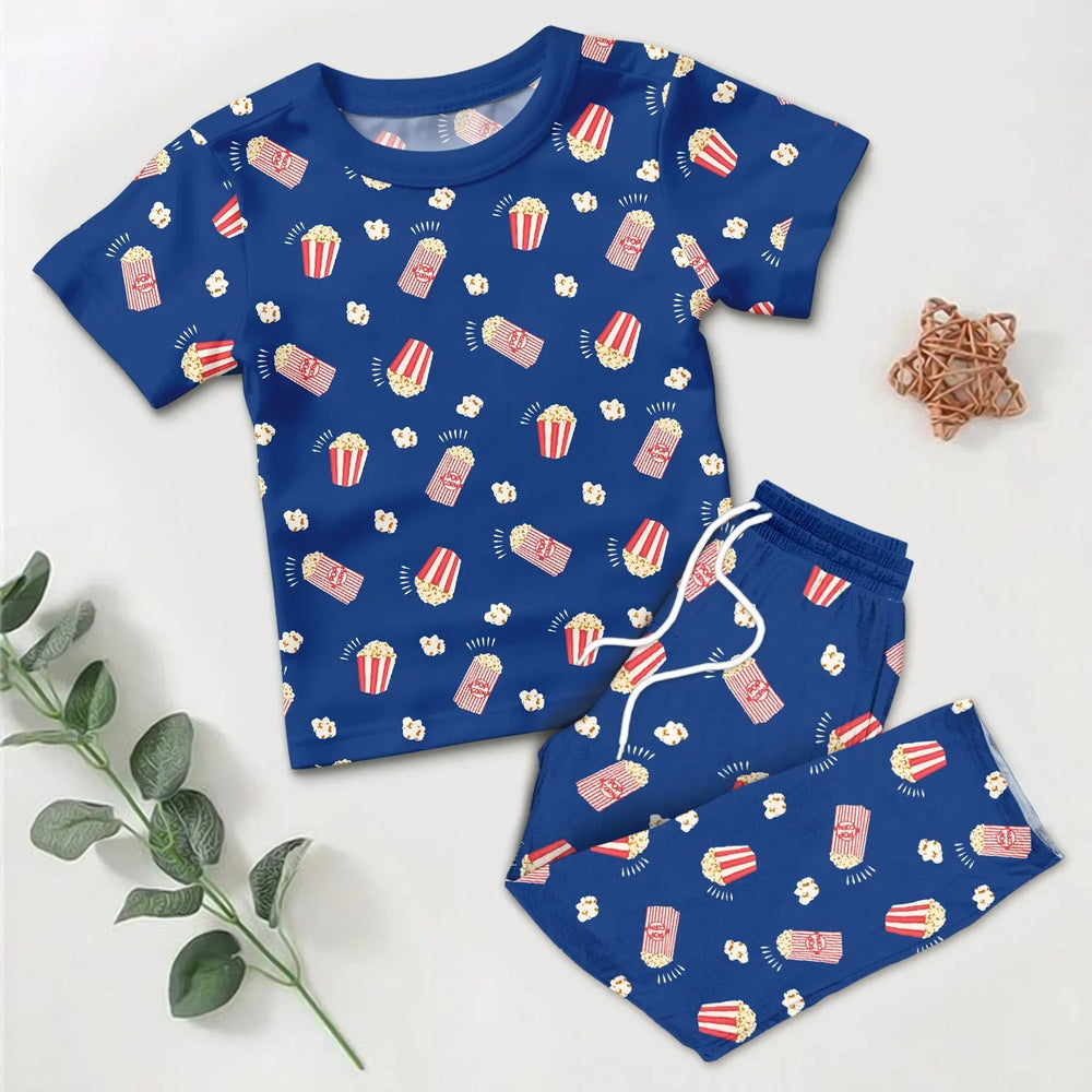 Popcorn Two Piece Short Sleeve Pajama Set , Popcorn Two Piece Short Sleeve Pajama Set - 12-18M