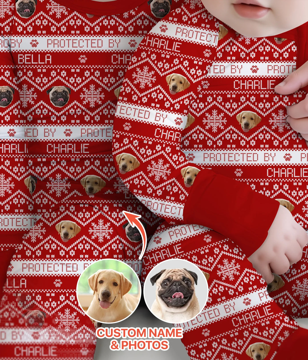 Custom Dog Photo Fair Isle Christmas Convertible Zippy , Custom Dog Photo Fair Isle Christmas Convertible Zippy - 0-3M
