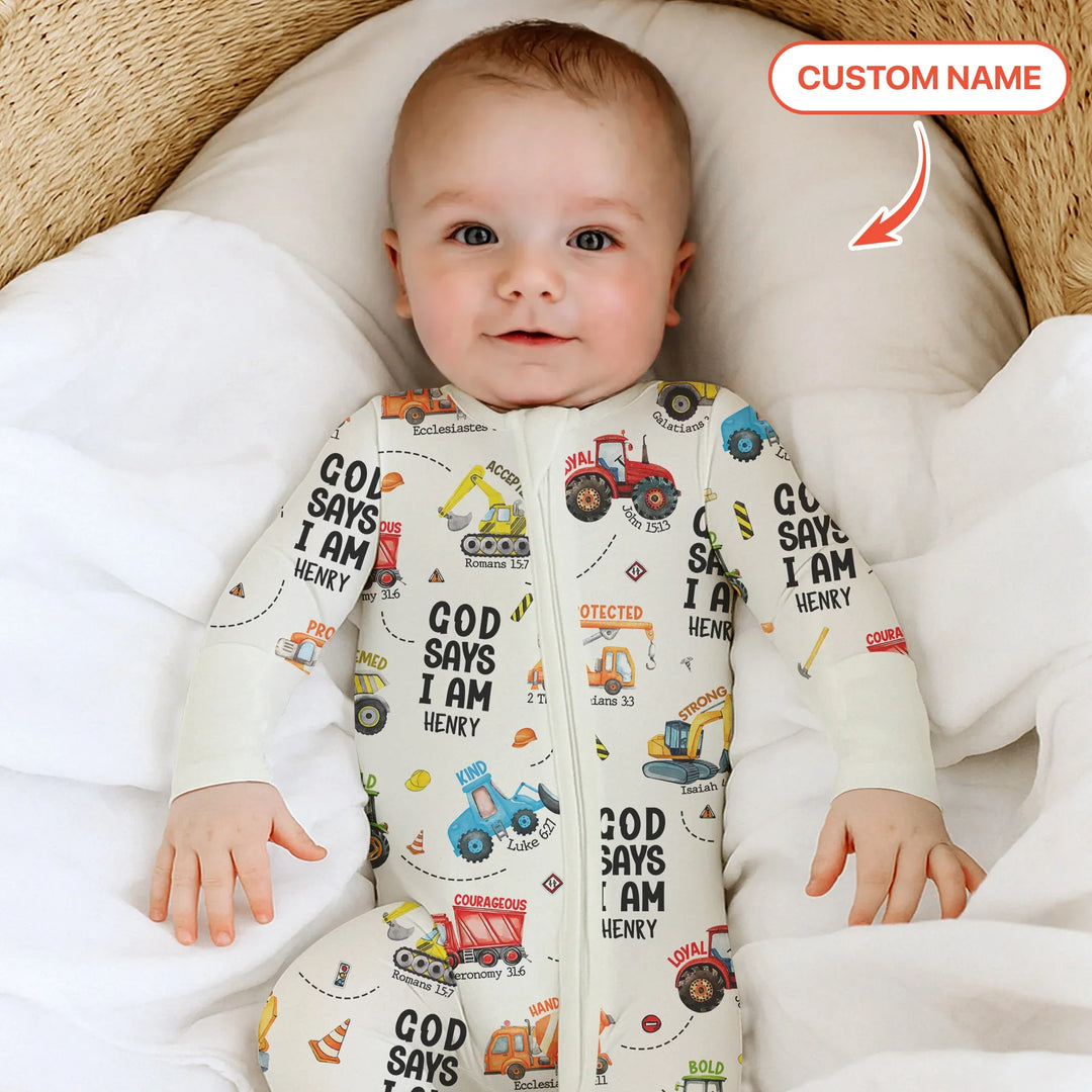 Custom Name God Says I Am Boy Convertible Zippy , Custom Name God Says I Am Boy Convertible Zippy - 0-3M