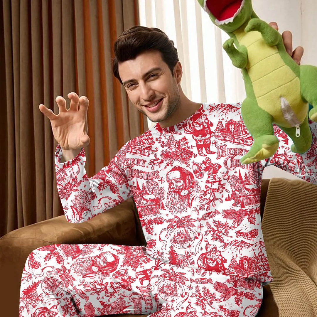 Family Christmas Chinoiserie Pajama Custom Men's Pajama Set , Family Christmas Chinoiserie Pajama Custom Men's Pajama Set - Only Shirt / XS