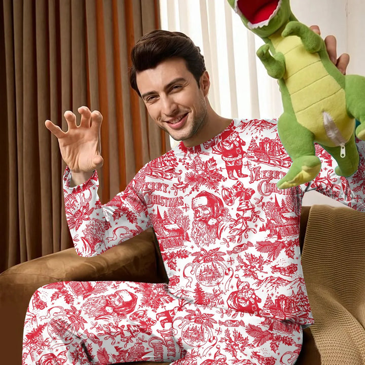 Family Christmas Chinoiserie Pajama Custom Men's Pajama Set , Family Christmas Chinoiserie Pajama Custom Men's Pajama Set - Only Shirt / XS
