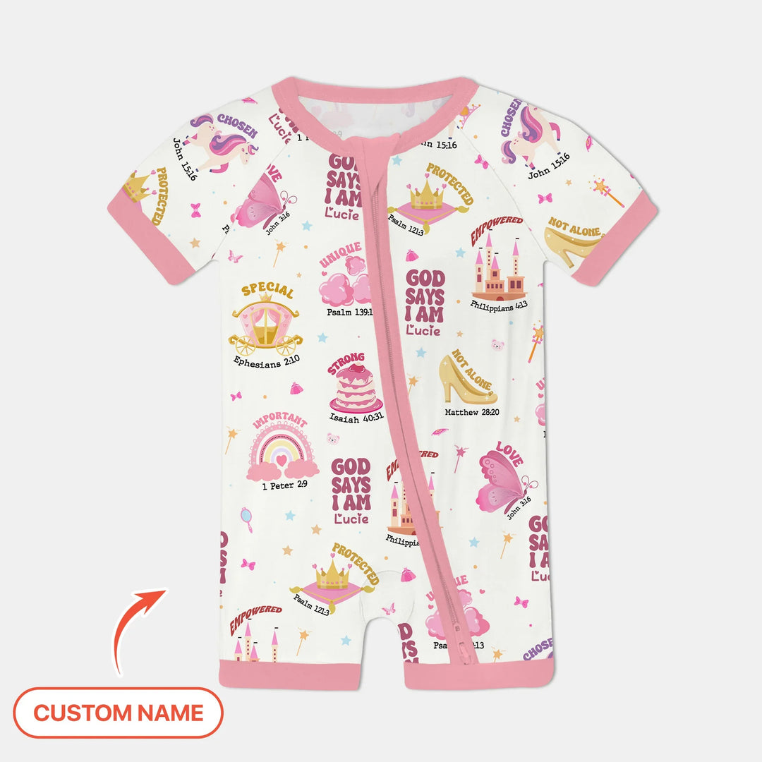 Custom Name God Says I Am Girl Shorty Zippy , Custom Name God Says I Am Girl Shorty Zippy - 0-3M