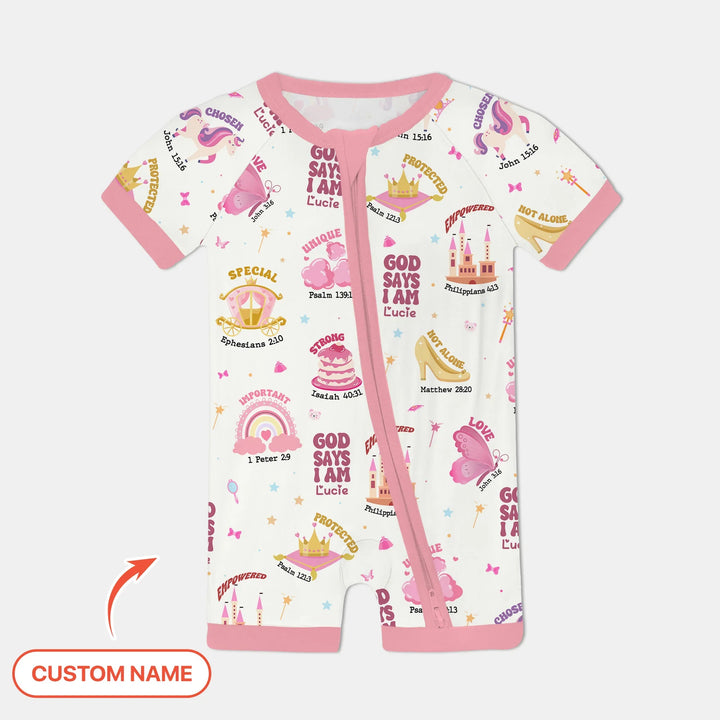 Custom Name God Says I Am Girl Shorty Zippy , Custom Name God Says I Am Girl Shorty Zippy - 0-3M