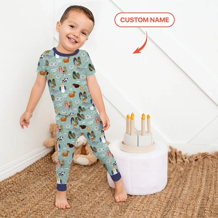 O Holy Night Custom Name Two Piece Short Sleeve Pajama Set