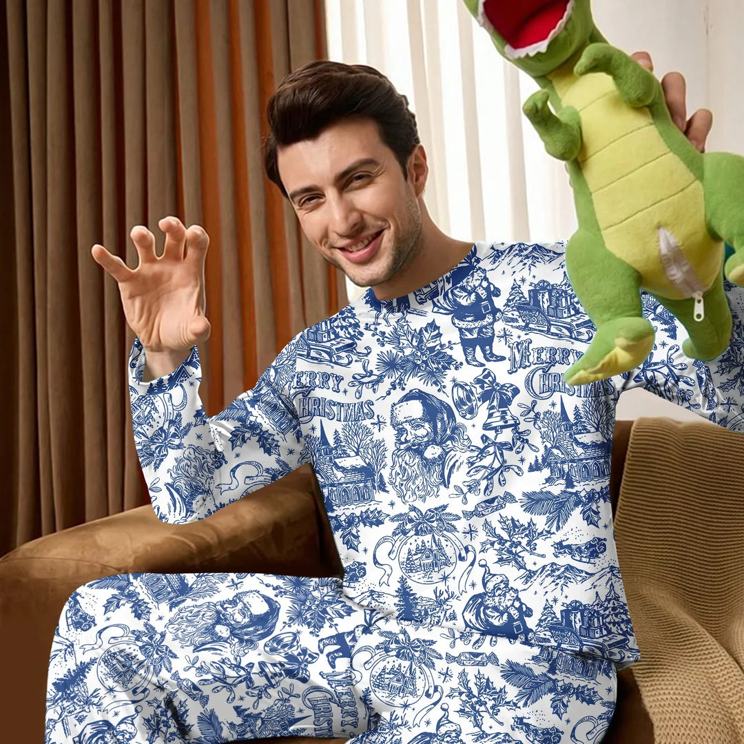 Family Christmas Chinoiserie Pajama Custom Men's Pajama Set , Family Christmas Chinoiserie Pajama Custom Men's Pajama Set - Only Shirt / XS