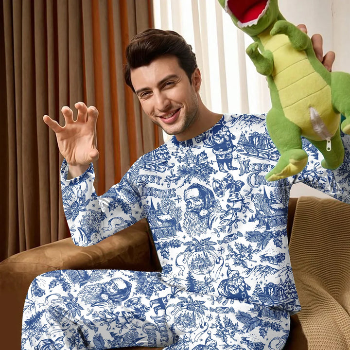 Family Christmas Chinoiserie Pajama Custom Men's Pajama Set , Family Christmas Chinoiserie Pajama Custom Men's Pajama Set - Only Shirt / XS