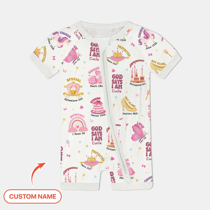 Custom Name God Says I Am Girl Shorty Zippy , Custom Name God Says I Am Girl Shorty Zippy - 0-3M