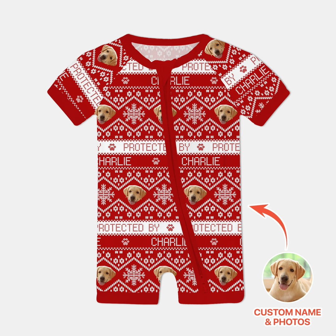 Custom Dog Photo Fair Isle Christmas Shorty Zippy , Custom Dog Photo Fair Isle Christmas Shorty Zippy - 0-3M