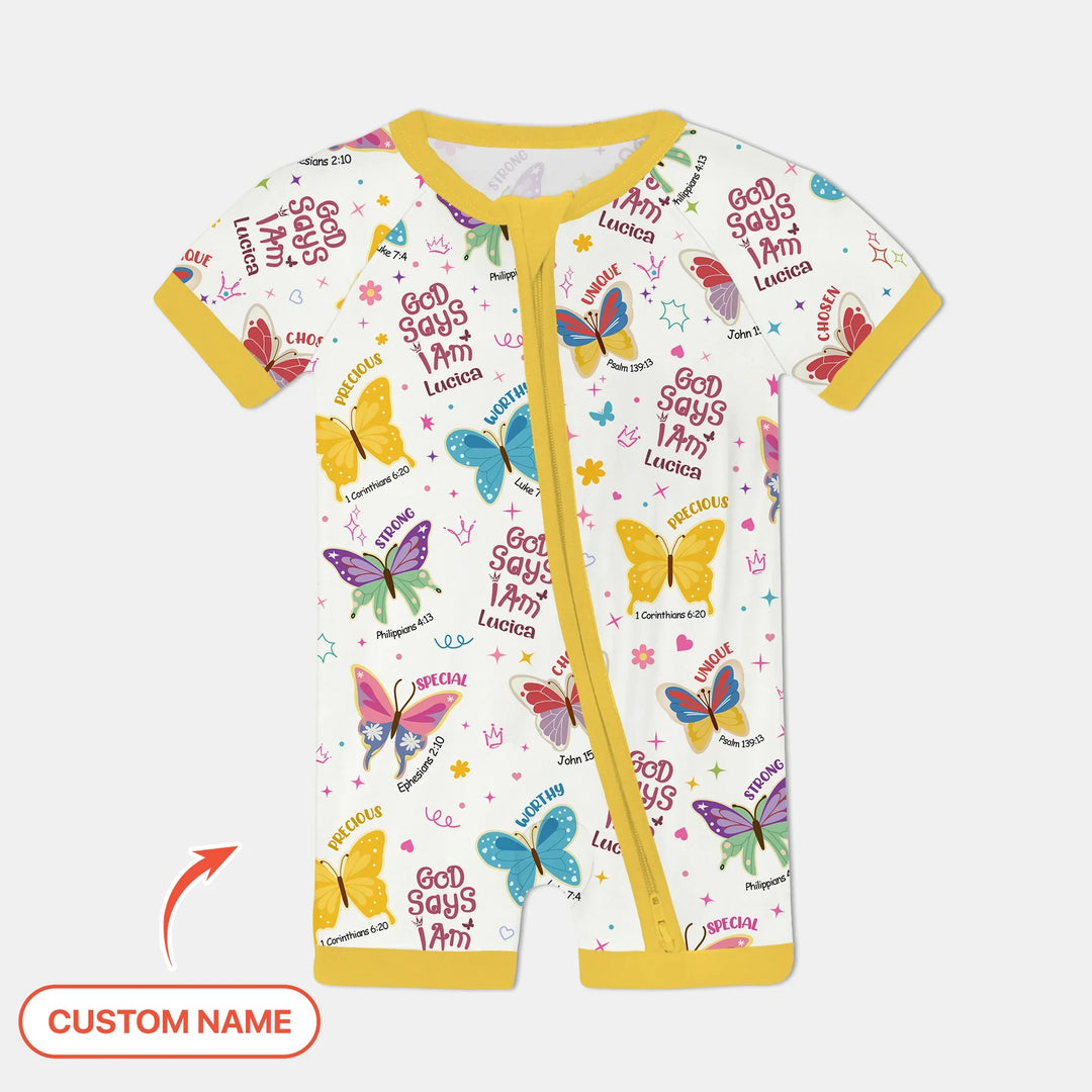 God Says I Am Custom Name Girl Shorty Zippy , God Says I Am Custom Name Girl Shorty Zippy - 0-3M