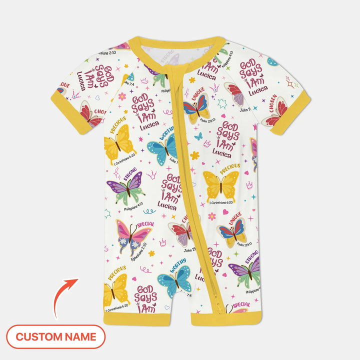 God Says I Am Custom Name Girl Shorty Zippy , God Says I Am Custom Name Girl Shorty Zippy - 0-3M